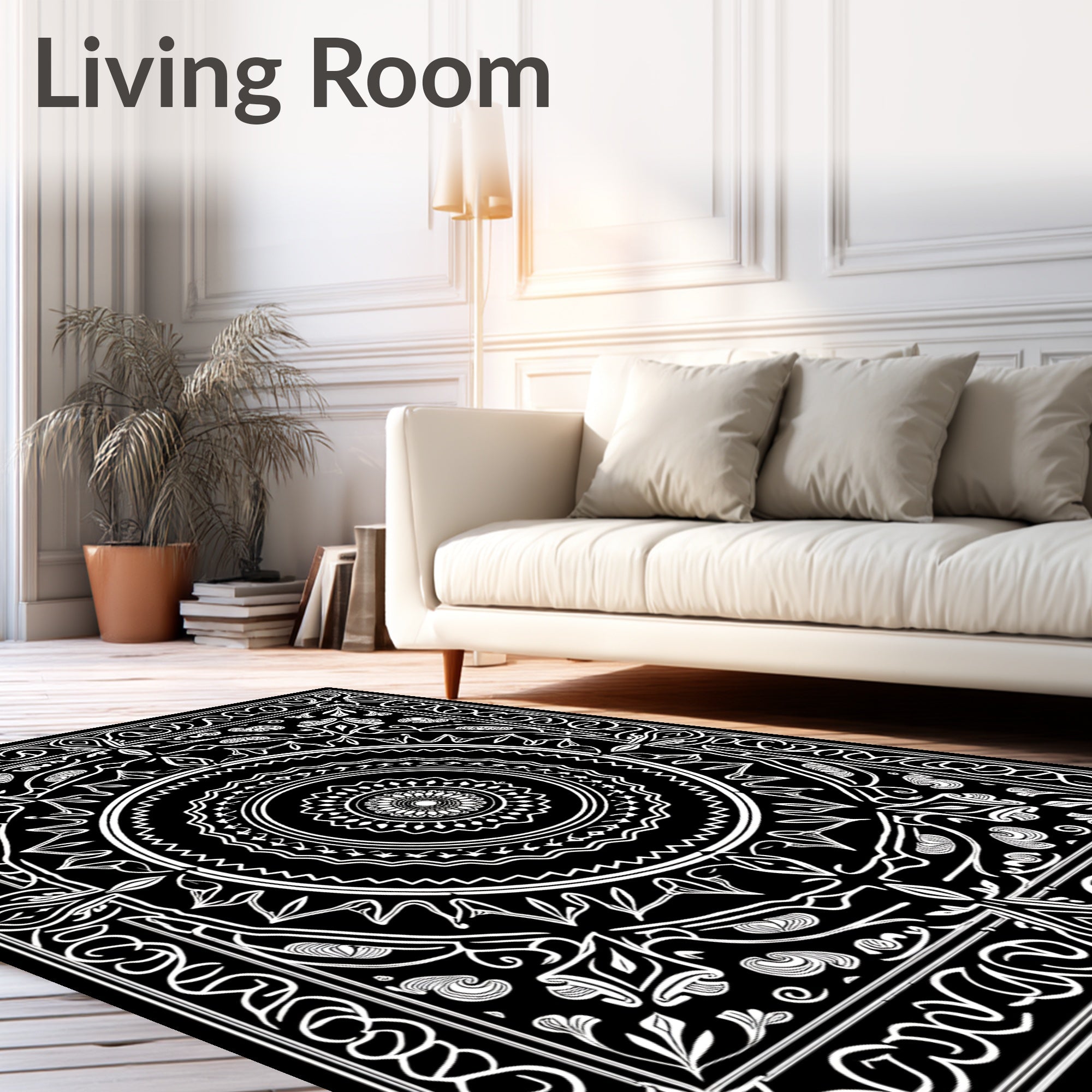Intricate Floral Mandala Art Rug