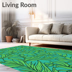 Tropical Green Leaf Pattern Rug