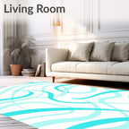 Turquoise Swirl Abstract Pattern Rug