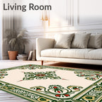 Green Red Floral Symmetry Design Rug