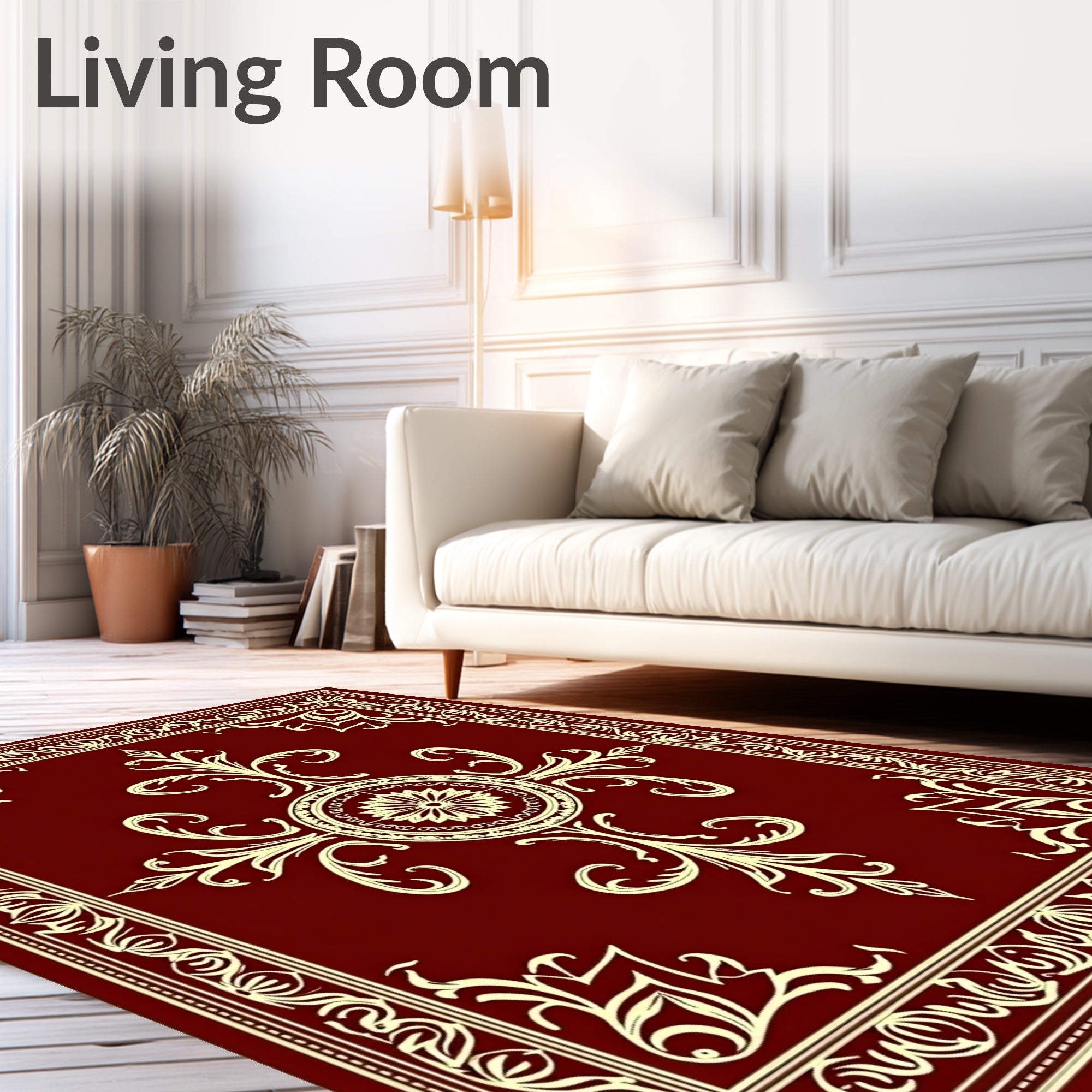 Intricate Floral Border Design Rug