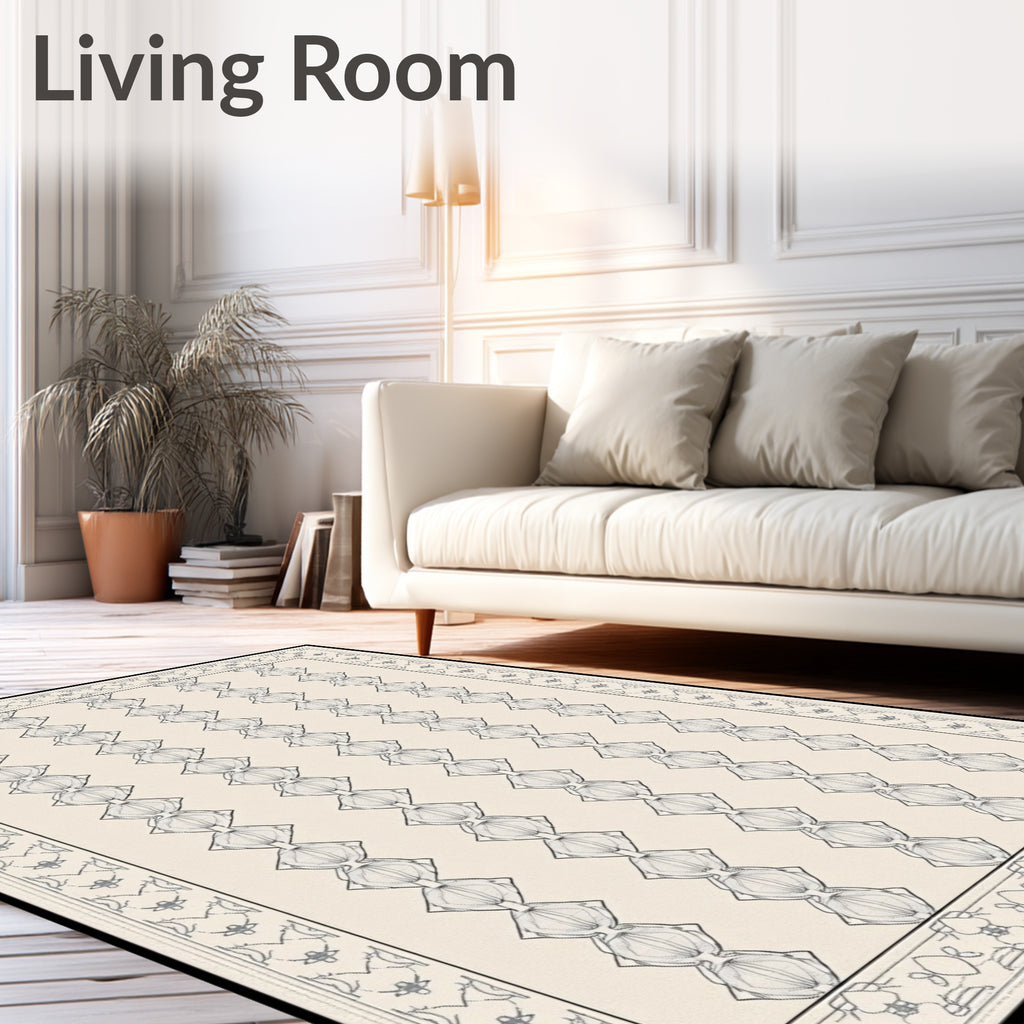 Creamy Diamond Vertical Pattern Rug