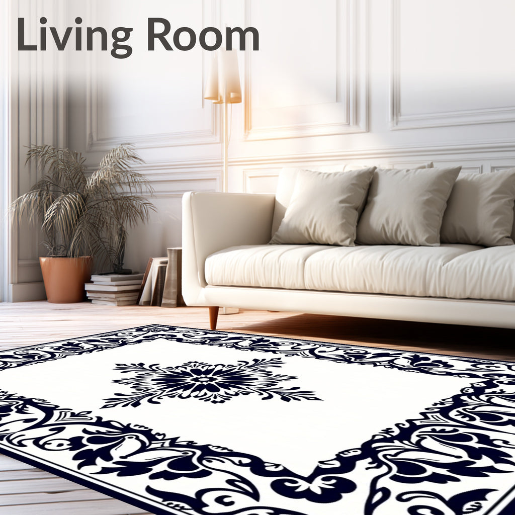 Classic Floral Symmetry Border Design Rug