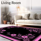 Pink Butterflies With Floral Accents Rug