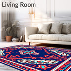 Bold Red White Blue Paisley Rug