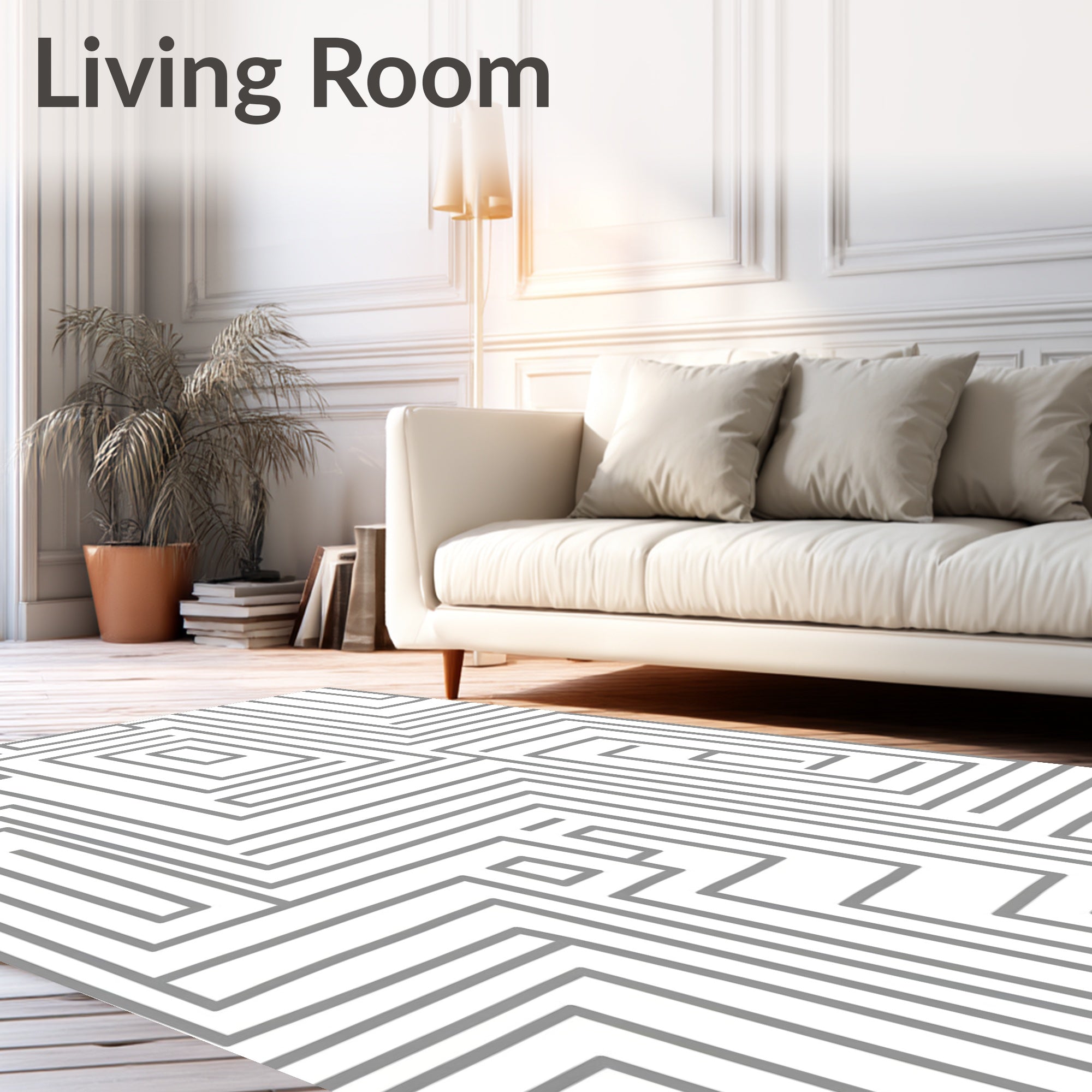 Monochrome Geometric Maze Pattern Rug