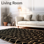 Golden Geometric Art Deco Pattern Rug