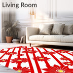 Bold Red Floral Stripe Arrangement Rug