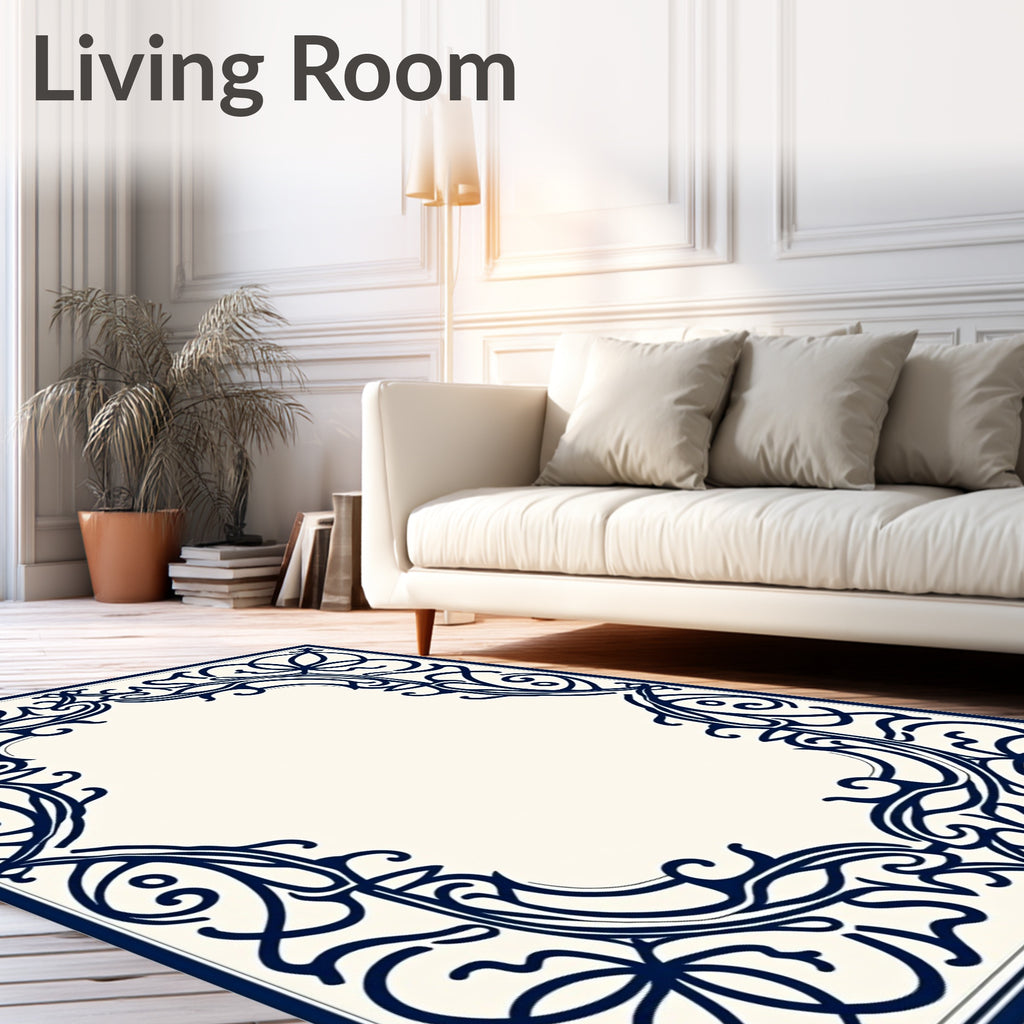 Intricate Scrollwork Inlaid Design Rug