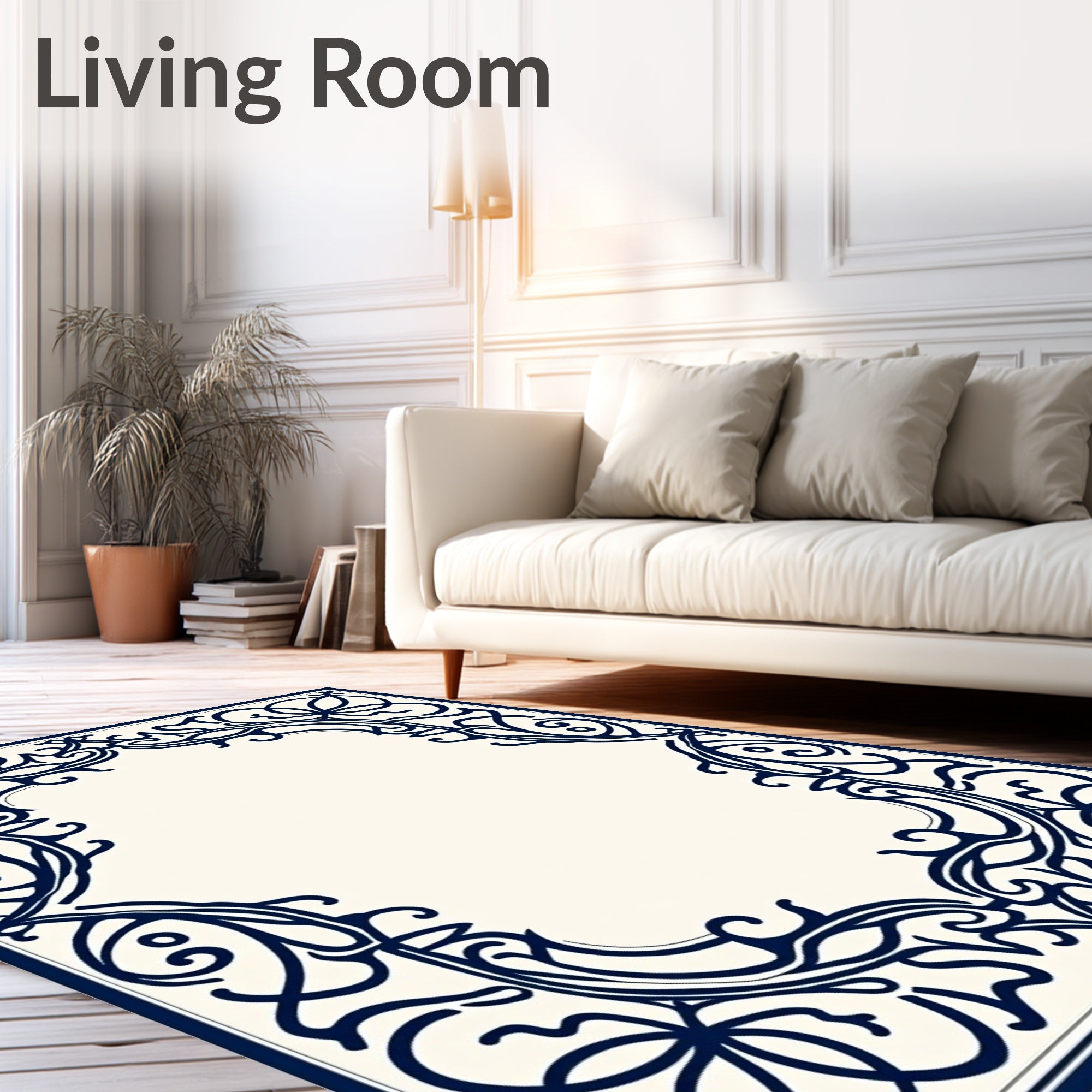 Intricate Scrollwork Inlaid Design Rug