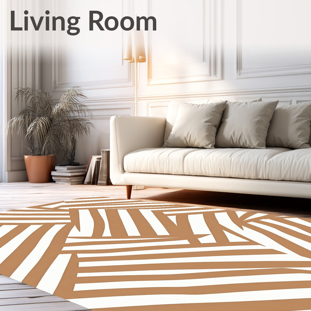 Brown Diagonal Striped Abstract Design Rug