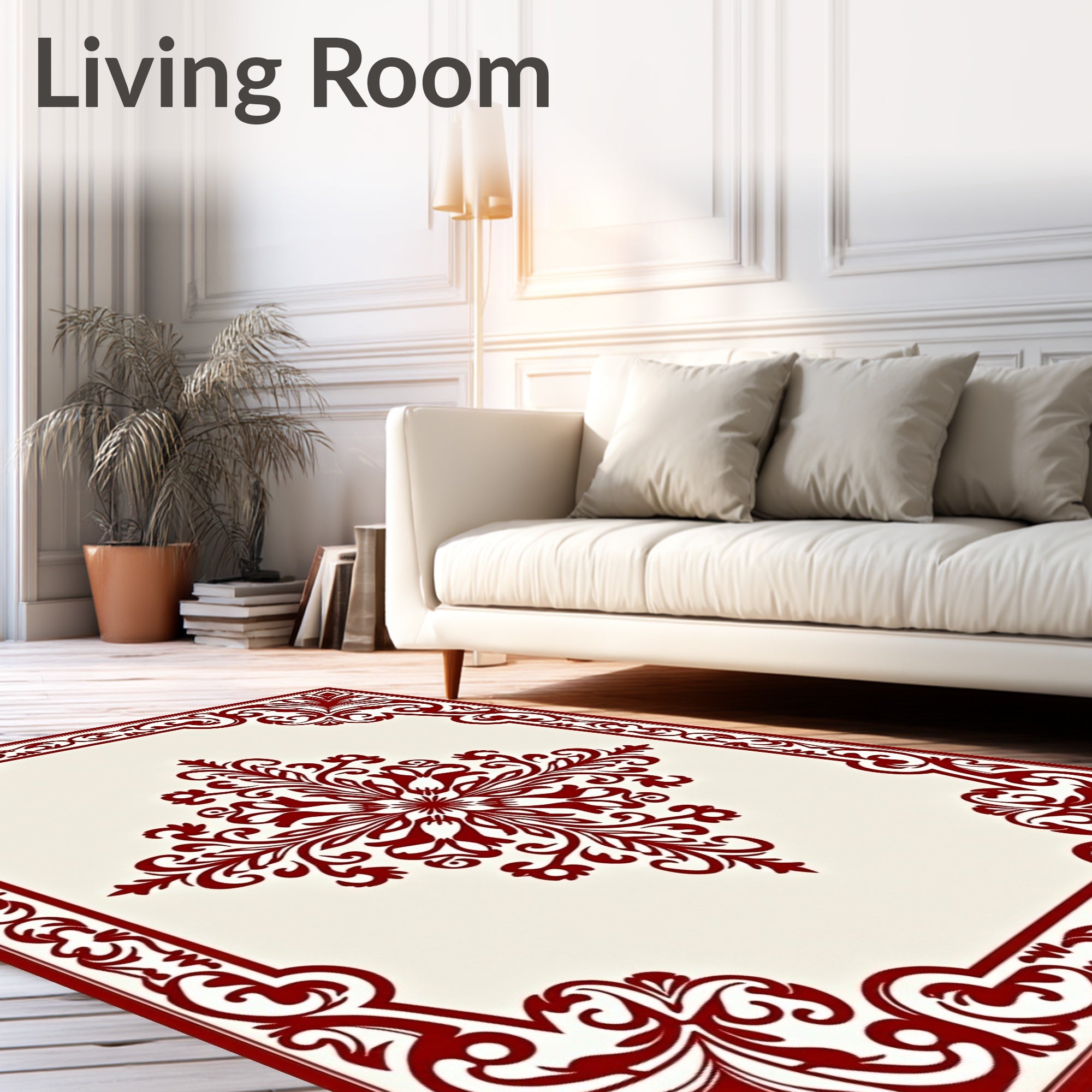 Classic Damask Floral Scroll Rug