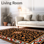 Ornate Floral Symmetry Vintage Pattern Rug
