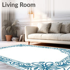 Ornate Floral Swirl Frame Design Rug