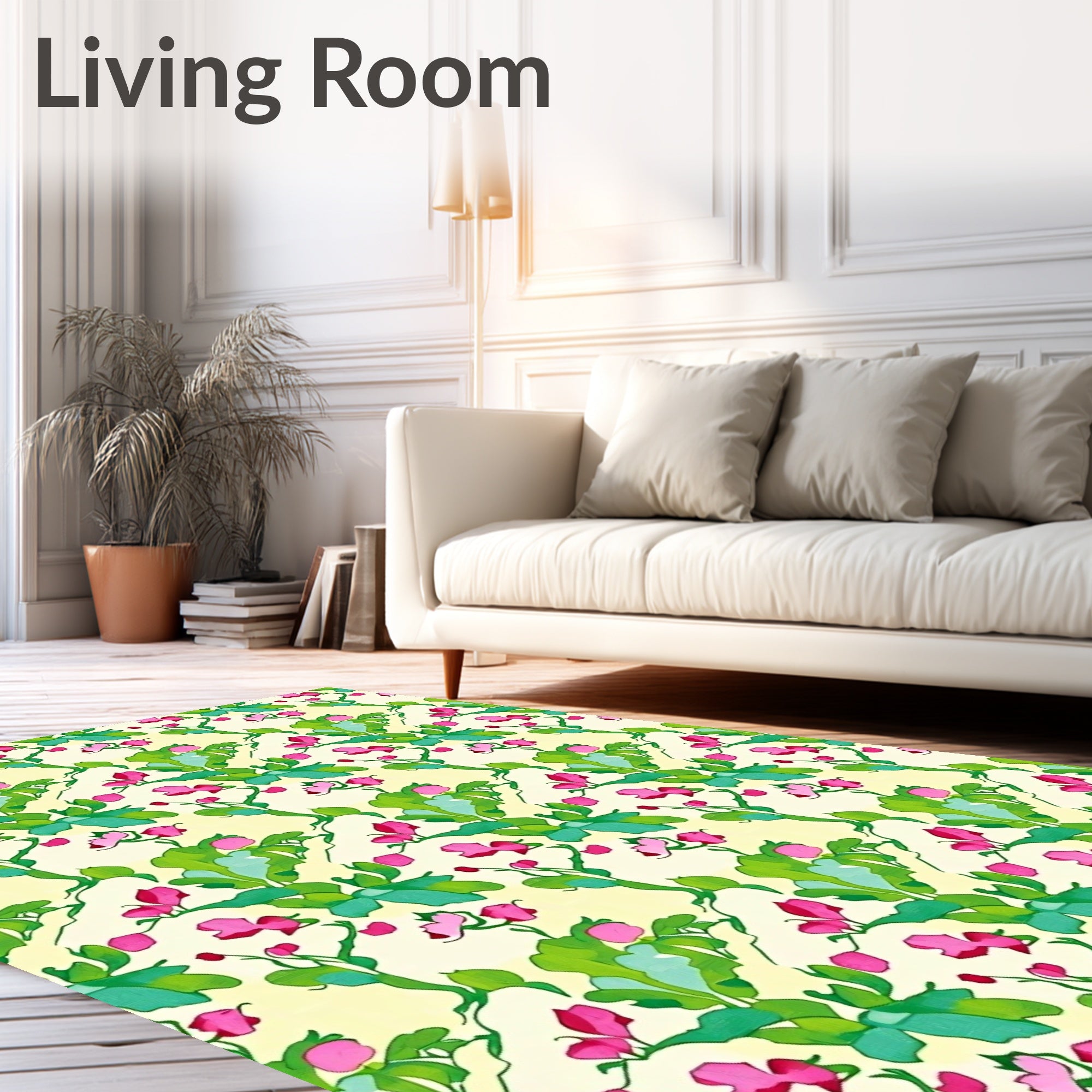 Whimsical Floral Vine Pattern Rug