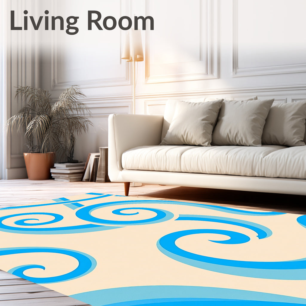 Blue Swirl Abstract Pattern Rug