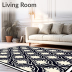 Classic Dark Floral Lattice Pattern Rug