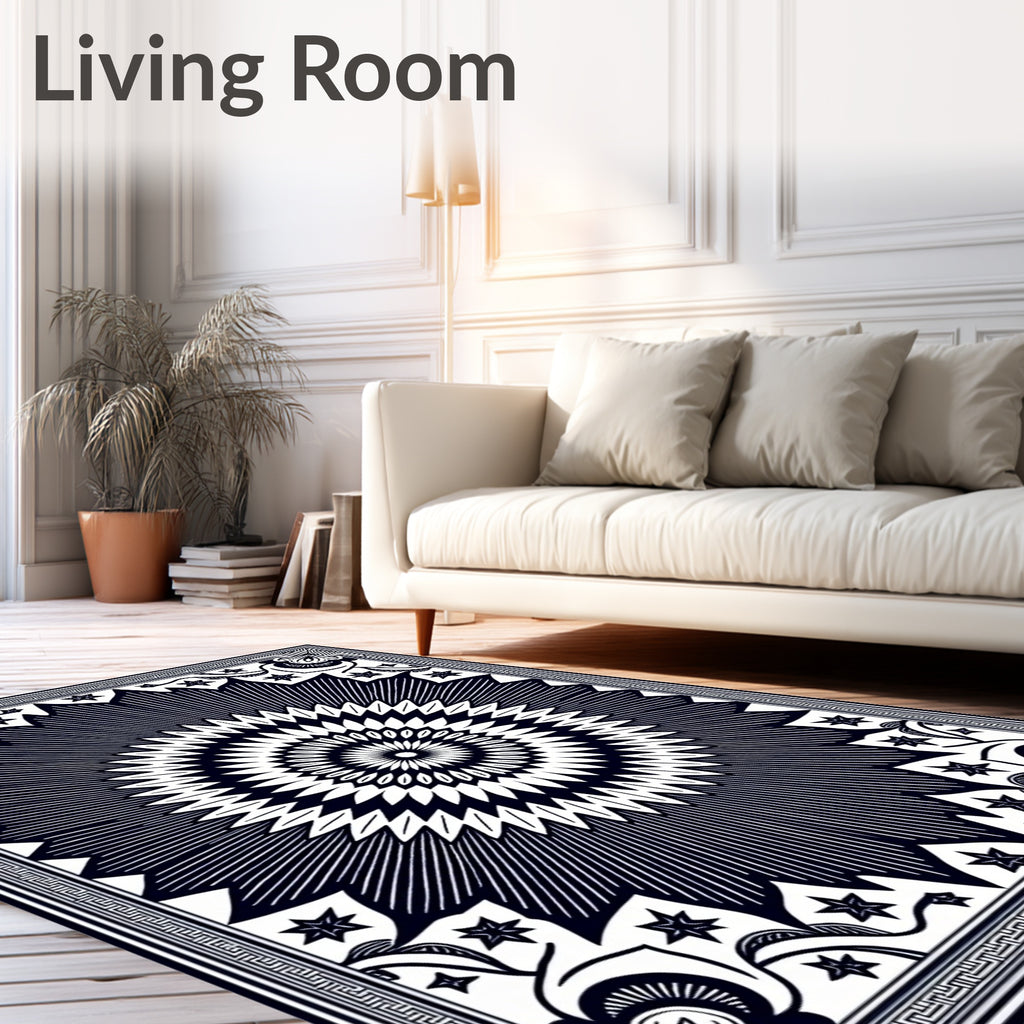 Radial Starburst Floral Pattern Rug