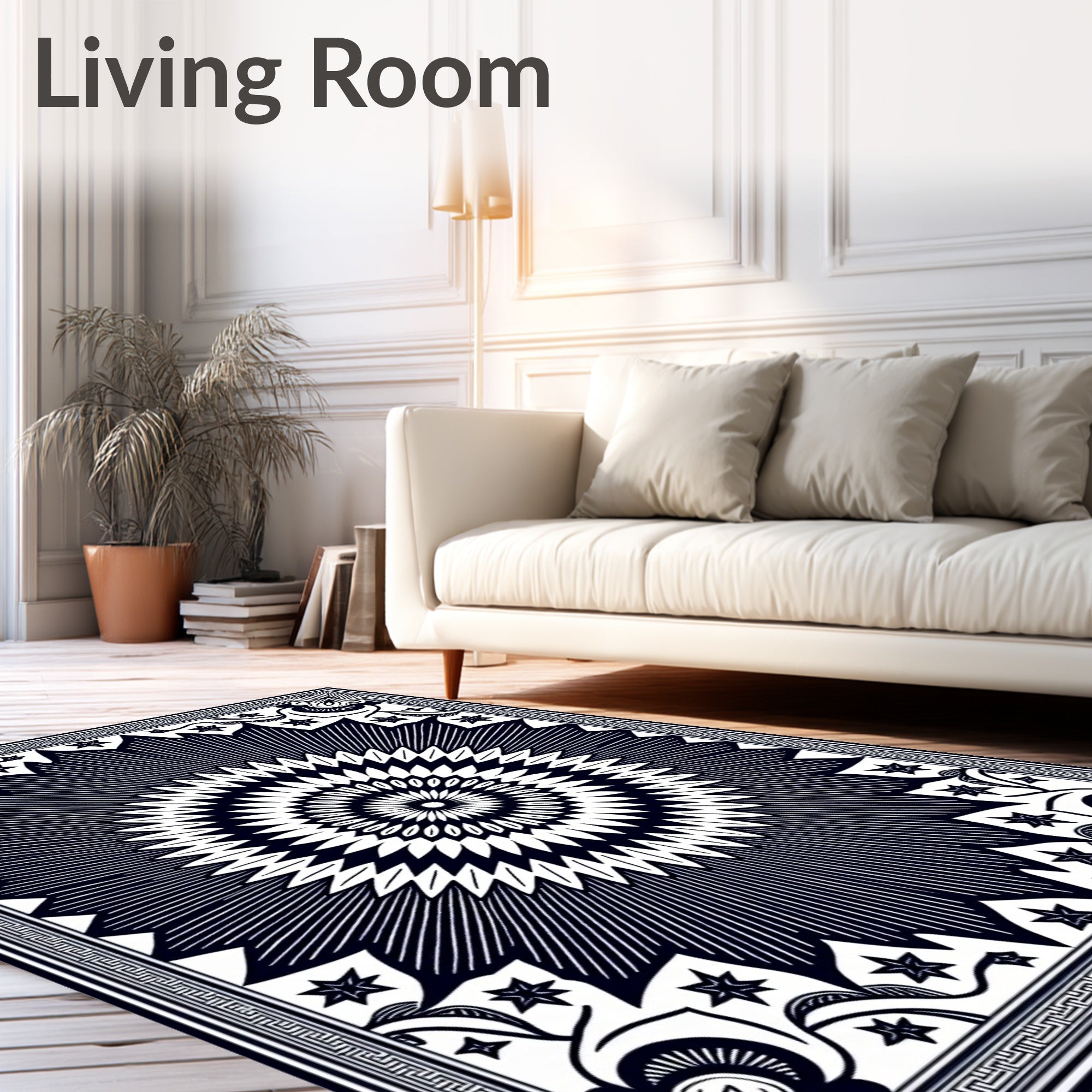Radial Starburst Floral Pattern Rug