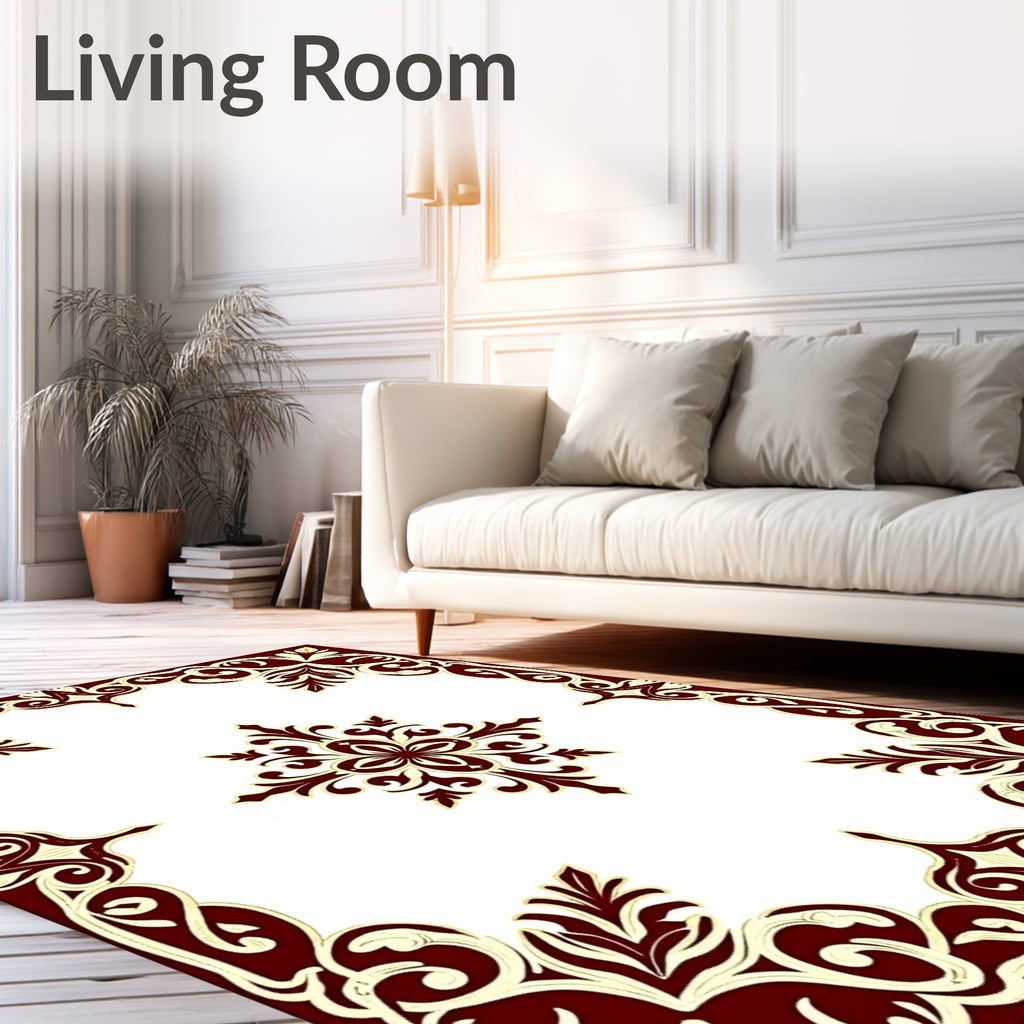 Ornate Damask Floral Pattern Rug