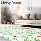 Farmhouse Chicken Floral Pastel Design Rug