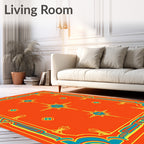Ornate Sky Blue Starburst Pattern Rug