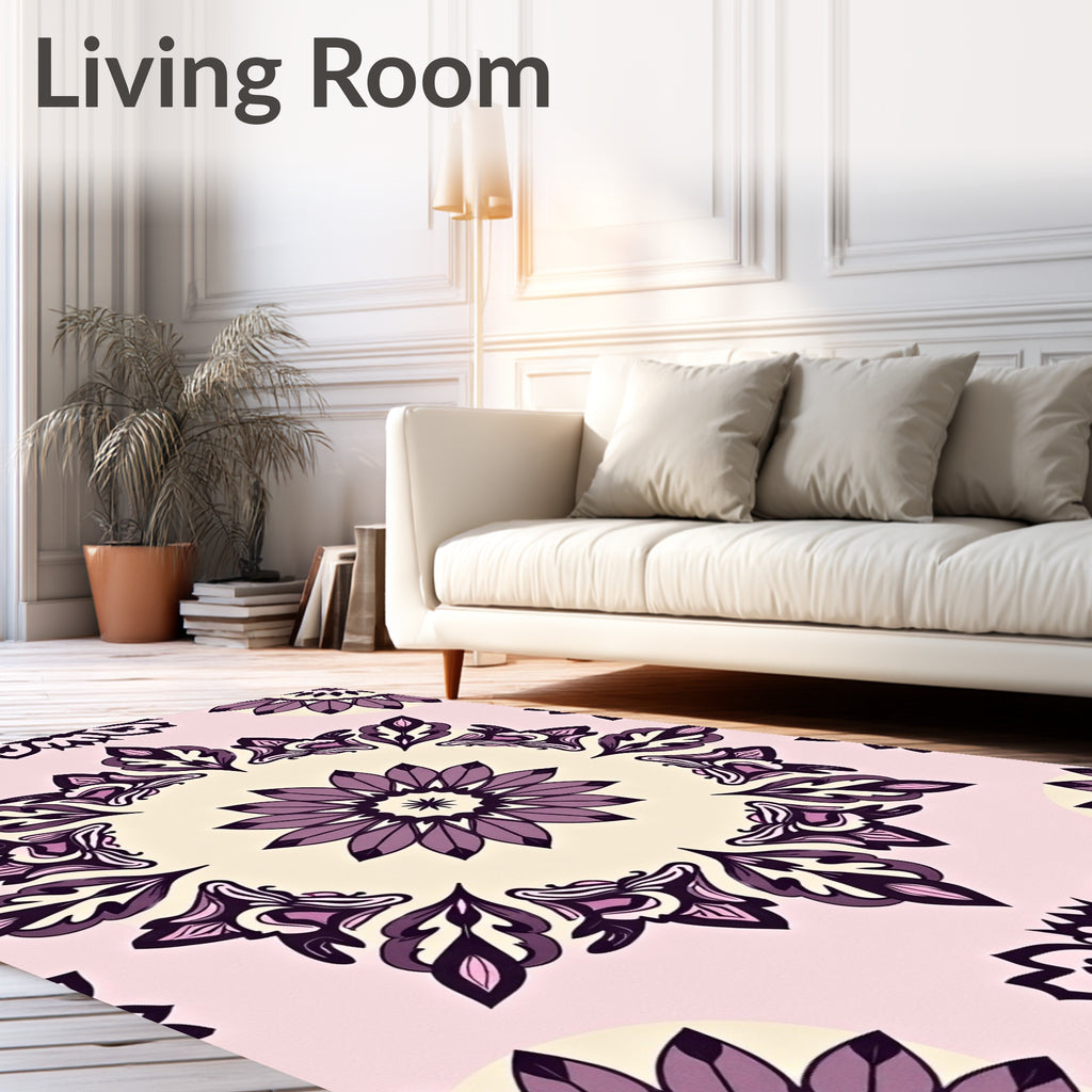 Floral Mandala Patterned Statement Rug