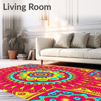 Vibrant Radiant Sun Mandala Pattern Rug