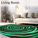 Swirling Teal Black Organic Pattern Rug