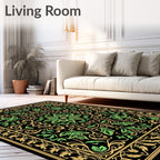 Ornate Floral Scrollwork With Green Leaves Rug