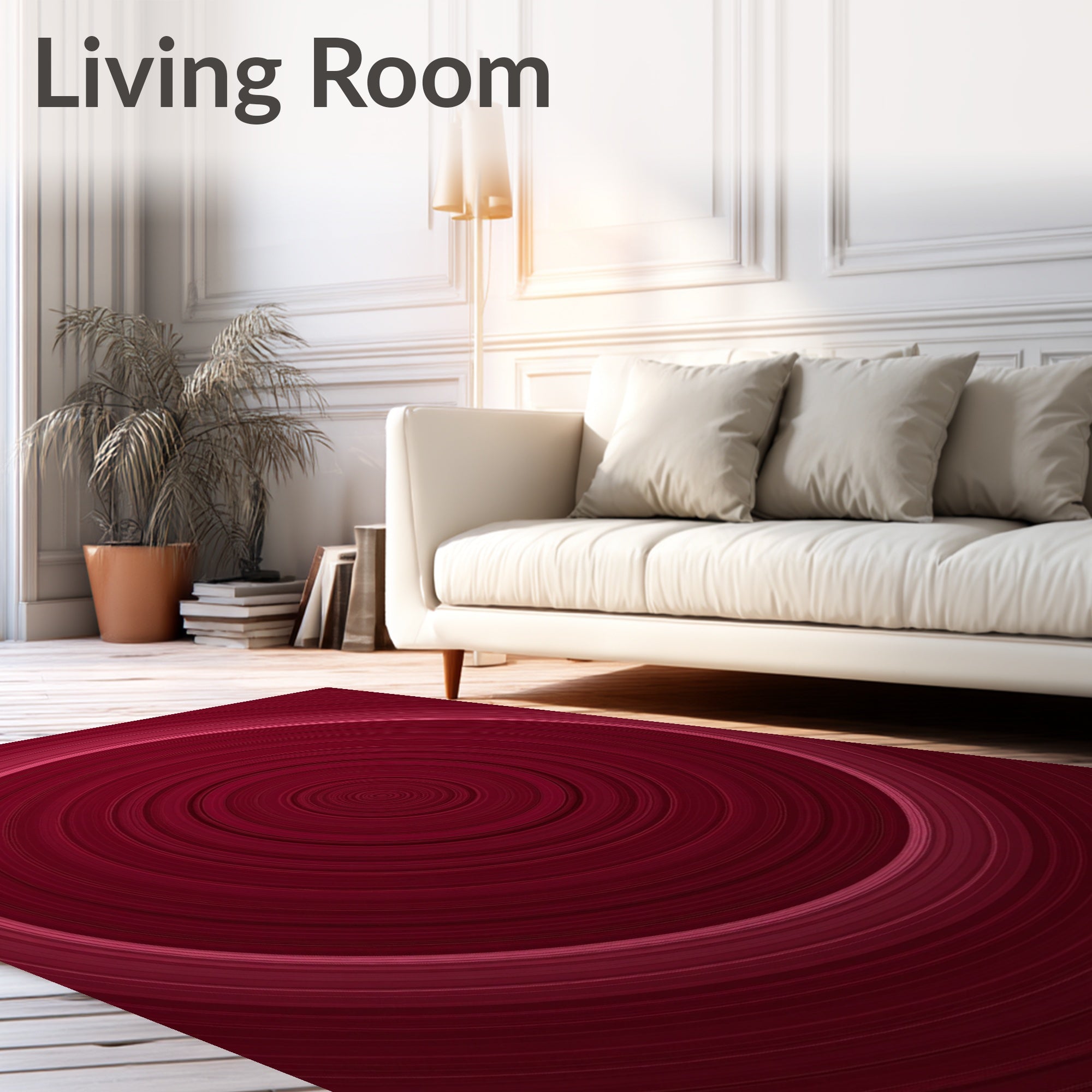 Crimson Concentric Modern Pattern Rug