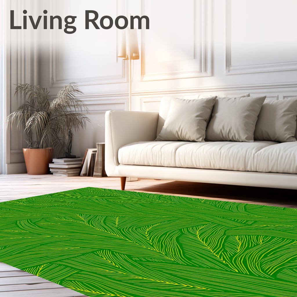 Lush Green Leafy Pattern Rug
