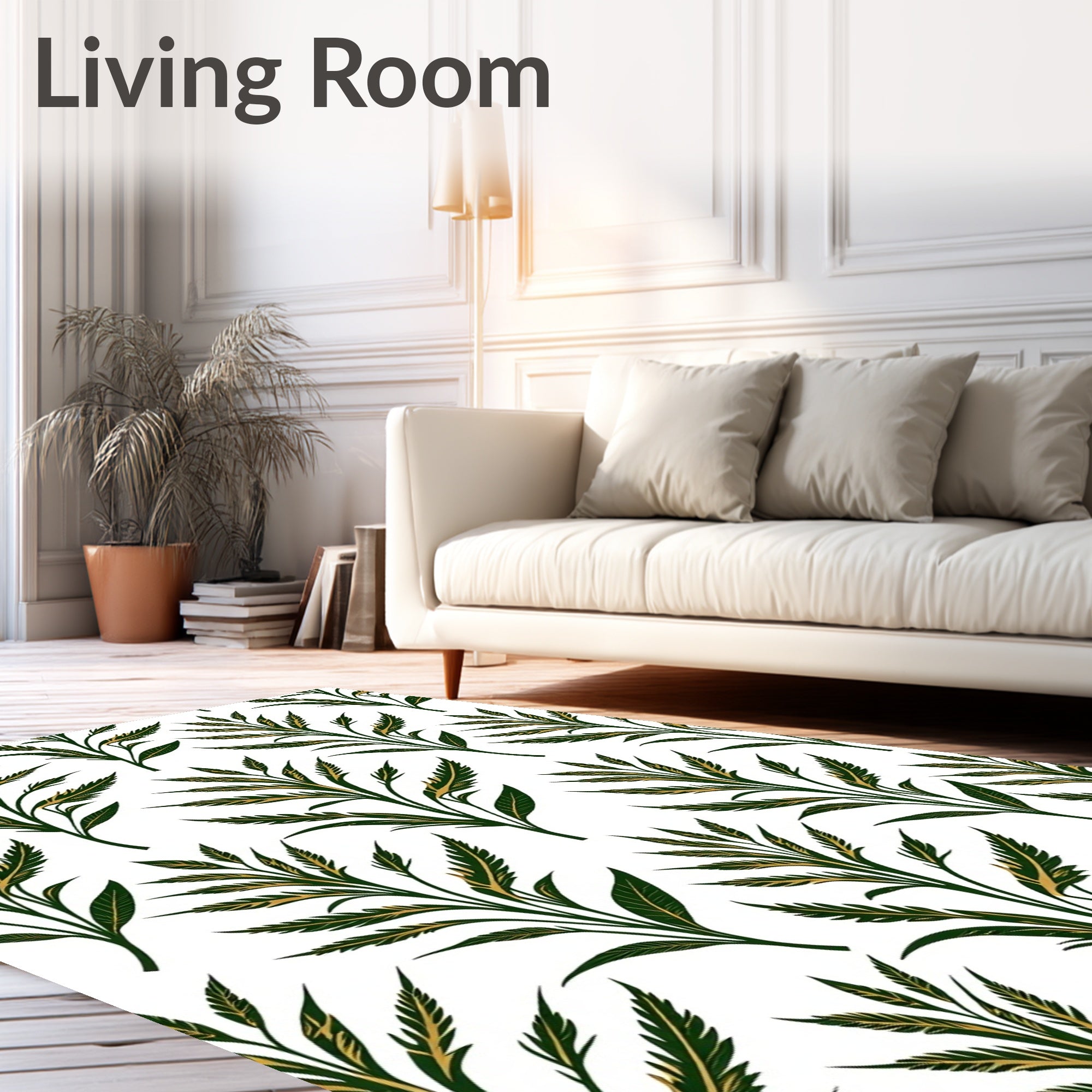 Elegant Natural Leaf Pattern Rug
