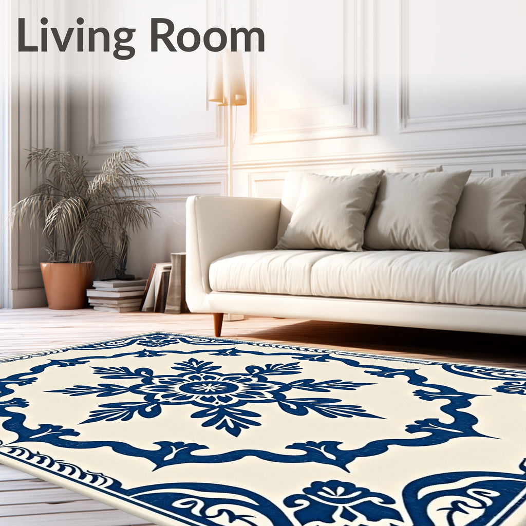 Classic Indigo Floral Medallion Rug