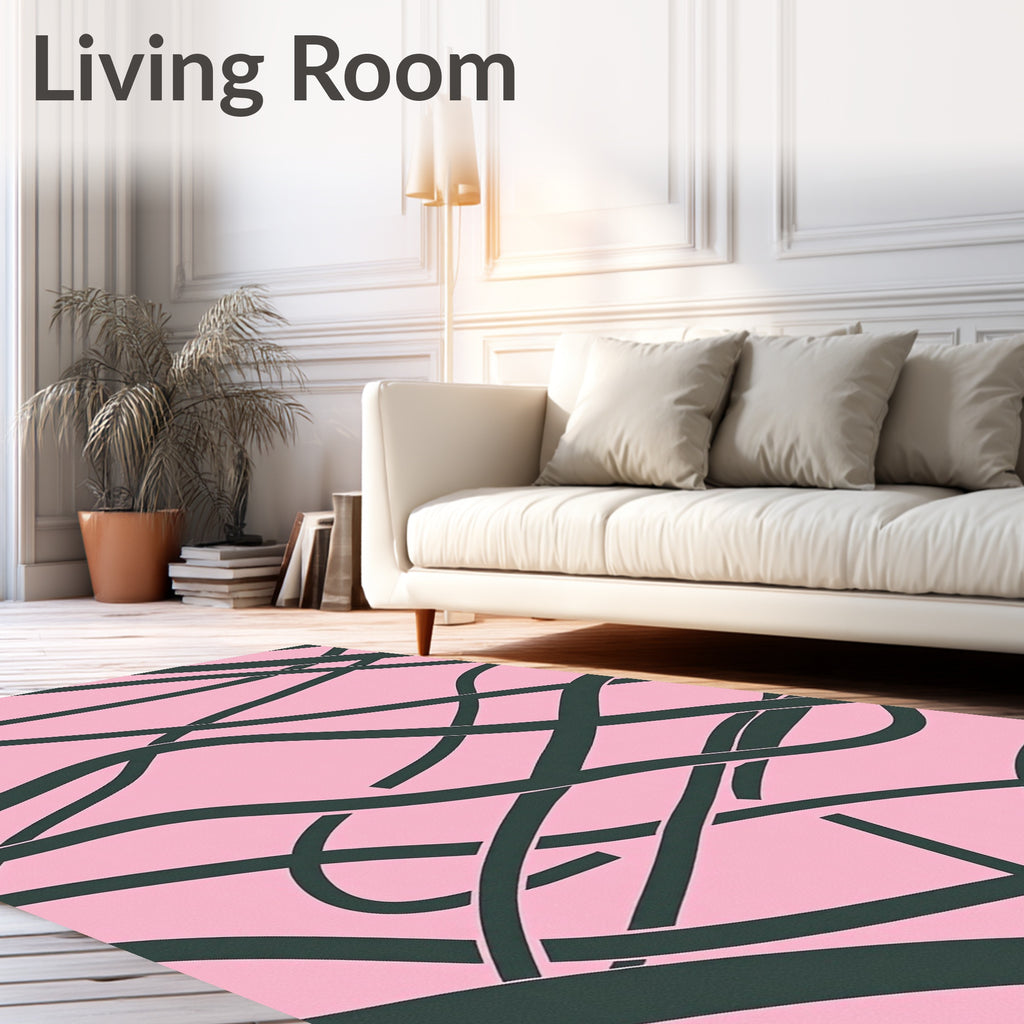 Pink Wavy Line Contemporary Pattern Rug