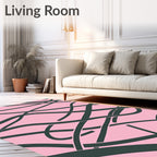 Pink Wavy Line Contemporary Pattern Rug