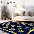 Art Deco Gold Floral Pattern Rug