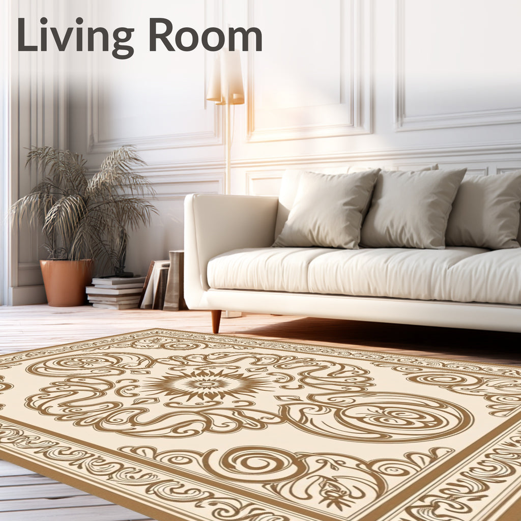 Ornate Sun Scrollwork Pattern Rug