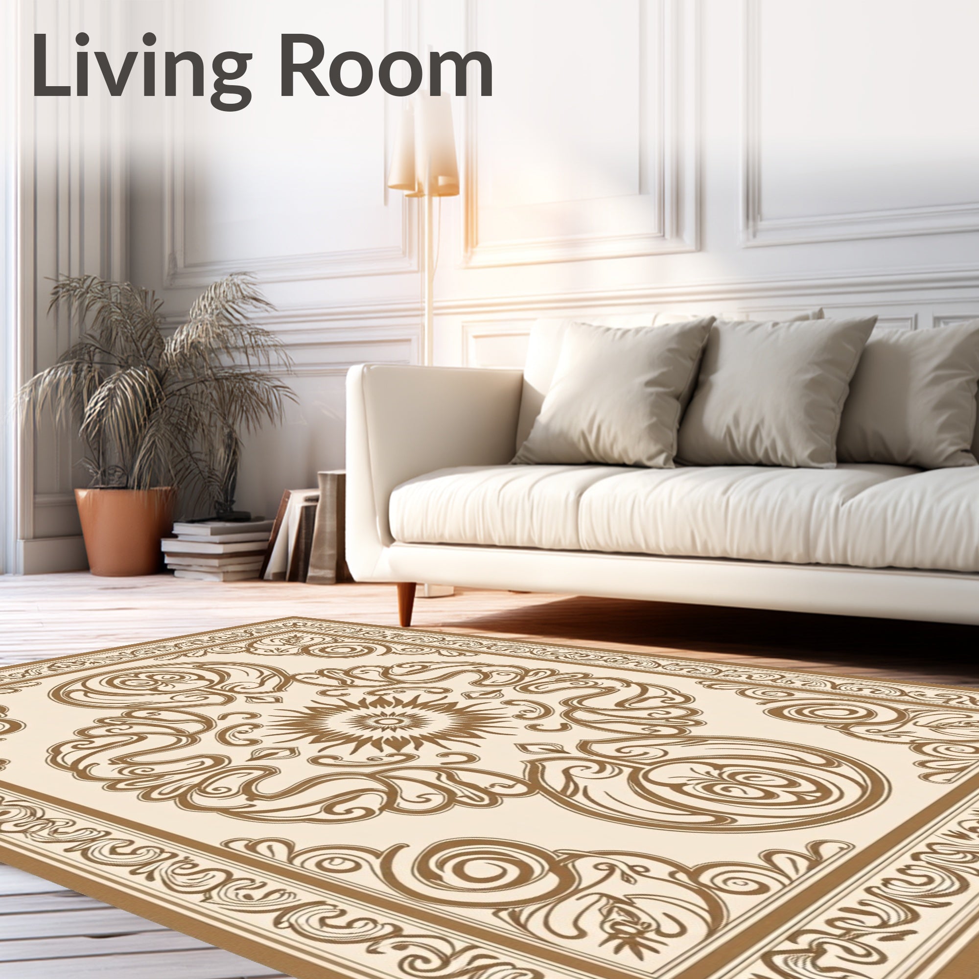 Ornate Sun Scrollwork Pattern Rug