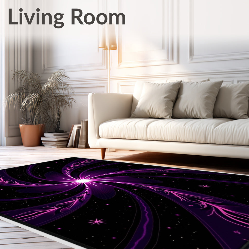 Galactic Swirl Floral Stars Rug