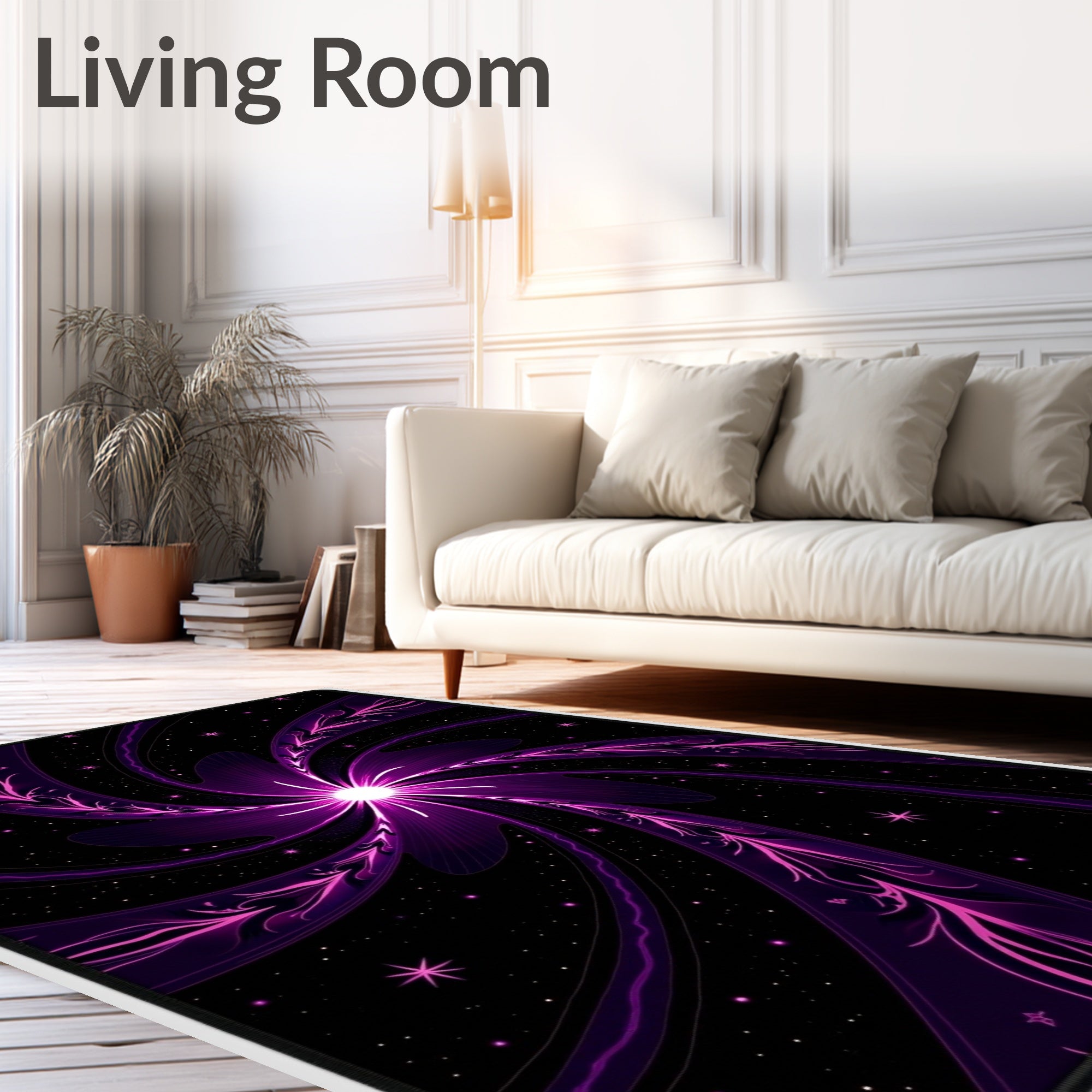 Galactic Swirl Floral Stars Rug