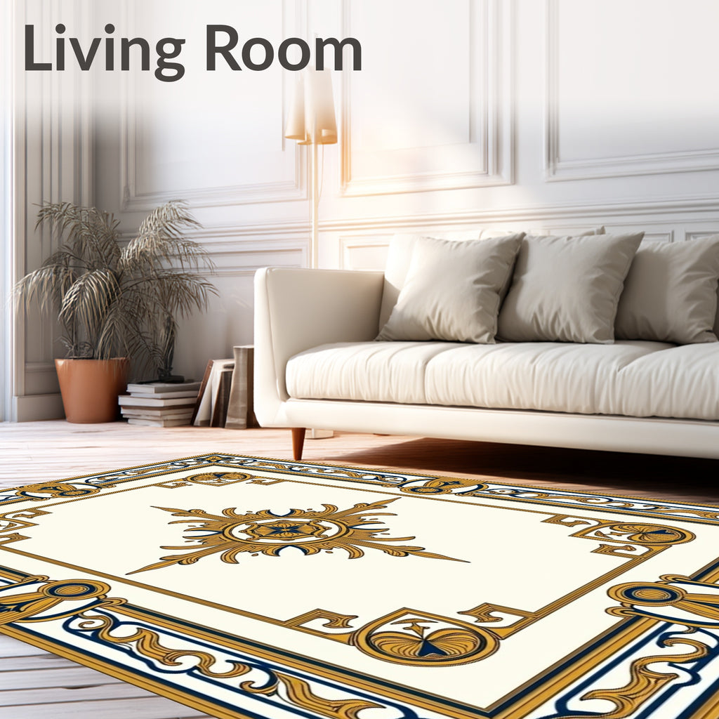 Elaborate Golden Bordered Floral Rug