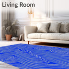Abstract Blue Swirl Line Art Rug