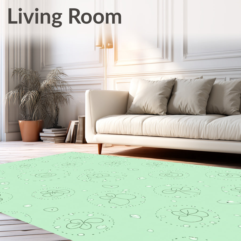 Whimsical Nature Sketch Pattern Rug
