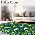 Whimsical Dinosaur Patterned Green Rug