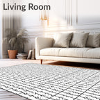 Abstract Black White Grid Patterns Rug