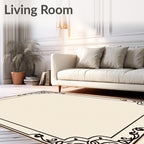 Ornate Black Filigree Corner Design Rug