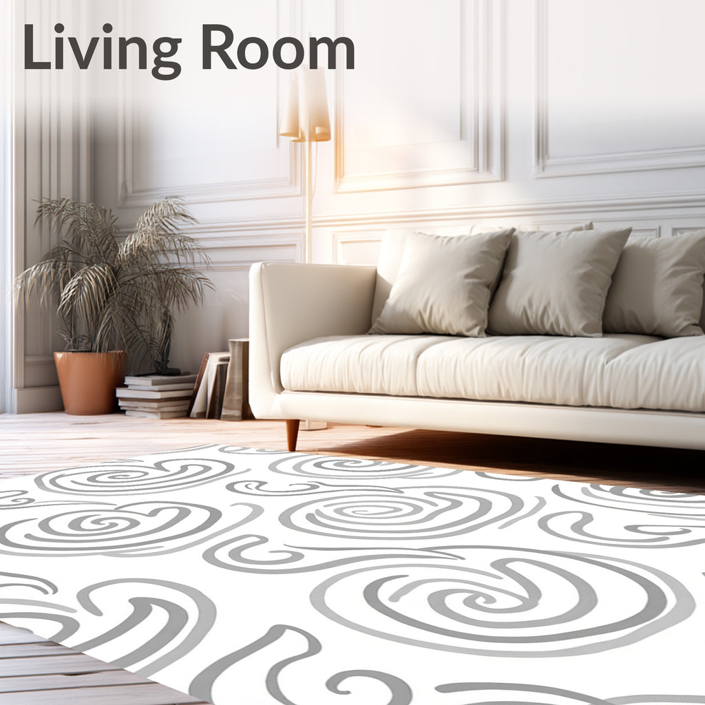 Scribble Swirl Abstract Gray Pattern Rug