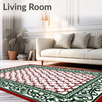 Trellis Border Floral Medallion Design Rug