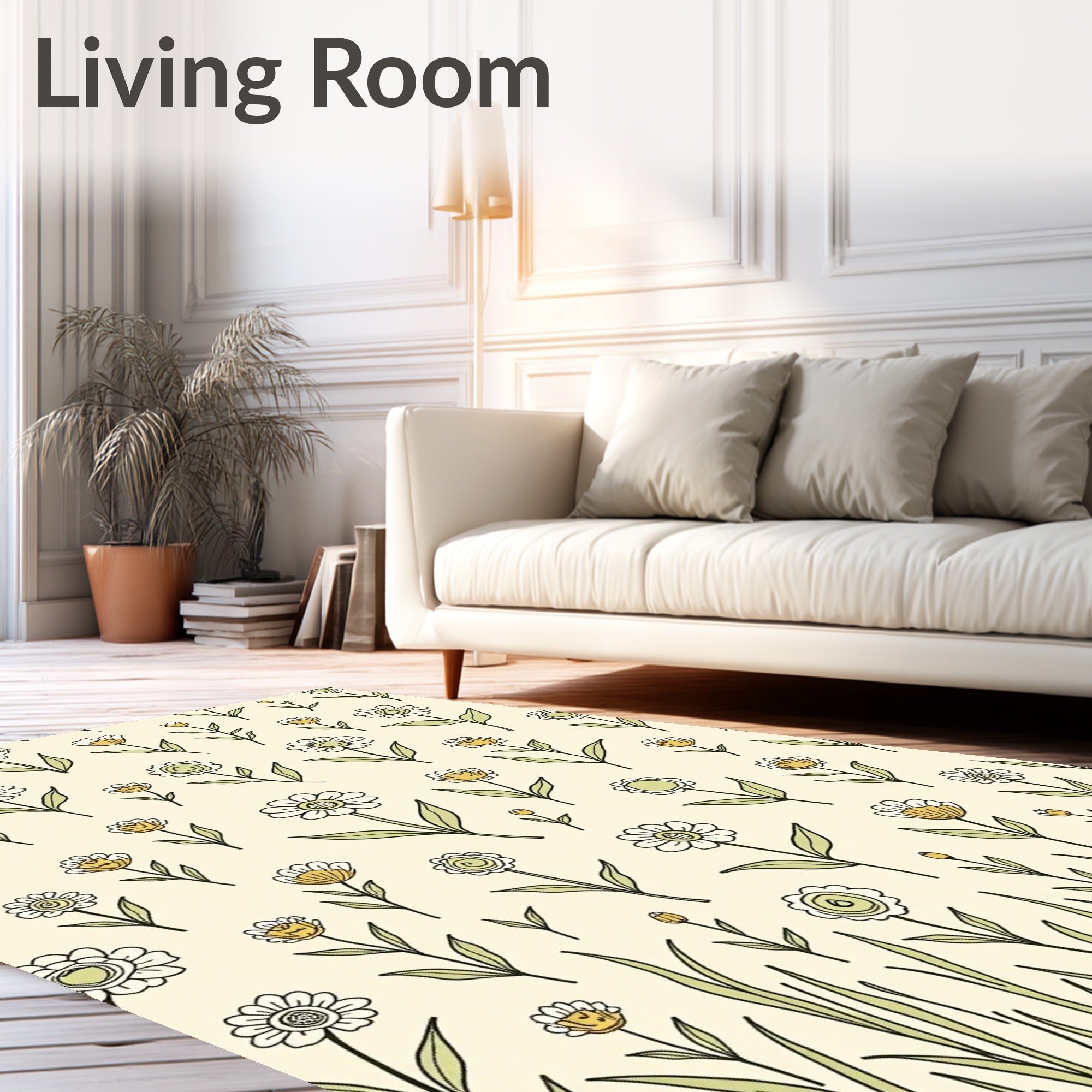 Whimsical Floral Meadow Pattern Rug